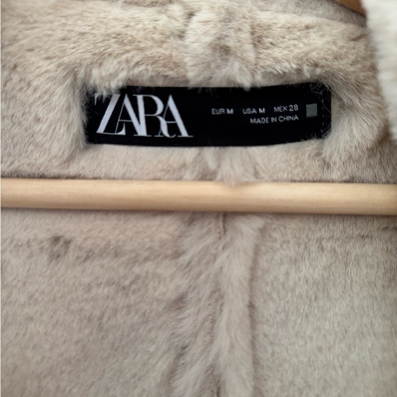 Zara Cream Faux Fur Moto Jacket - Picture 8 of 14